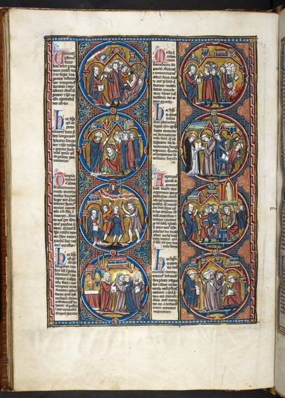 MS. Harley 1527, f.80v, miniatures from Bible moralisée by French School