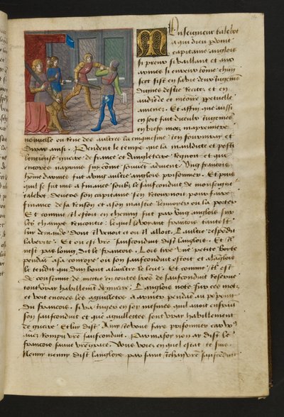 MS Hunter 252 014r Page from Cent Nouvelles Nouvelles, c.1461-62 by French School