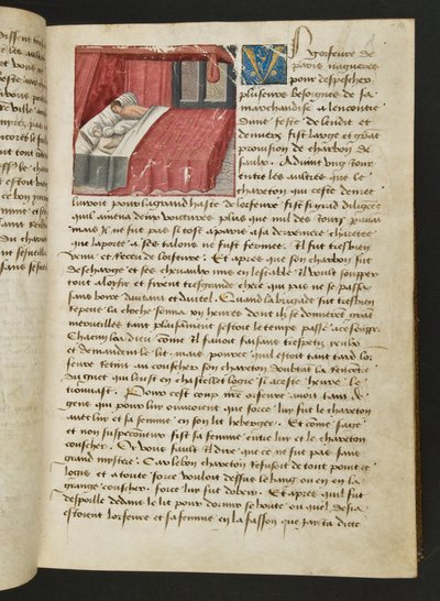 MS Hunter 252 018r Page from Cent Nouvelles Nouvelles, c.1461-62 by French School