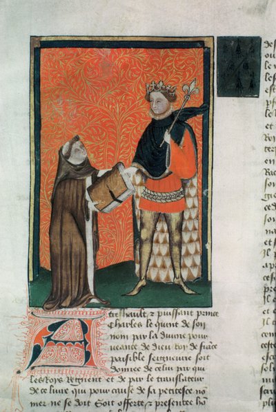 The translator Courbichon presenting the book to Charles V by French School