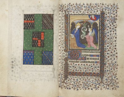 Coat of Arms and the Annunciation, from a Book of Hours, use of Rennes, c.1405 by French School