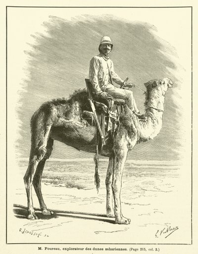 M Foureau, Explorer of the Saharan Dunes (engraving) by French School