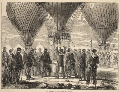 M. Gambetta starting for Tours, illustration from Cassells History of the War between France and Germany, 1870-1871 by French School