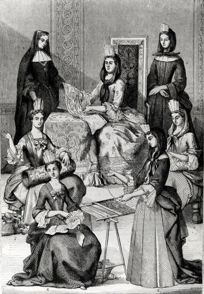 Madame de Maintenon with her Ladies in Waiting by French School