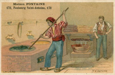 Maison Fontaine trade card, wool dying by French School