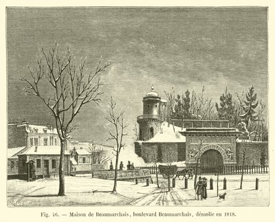 House of Beaumarchais, Beaumarchais Boulevard, Demolished in 1818 by French School