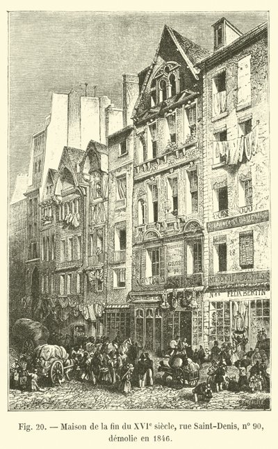 House from the end of the 16th century, Saint-Denis Street, no 90, demolished in 1846 by French School