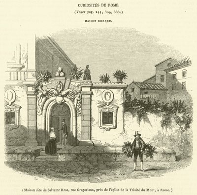 House known as Salvator Rosa, Gregoriana Street, near the Church of the Trinity of the Mount, in Rome (engraving) by French School