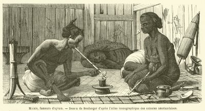 Malays, opium smokers by French School