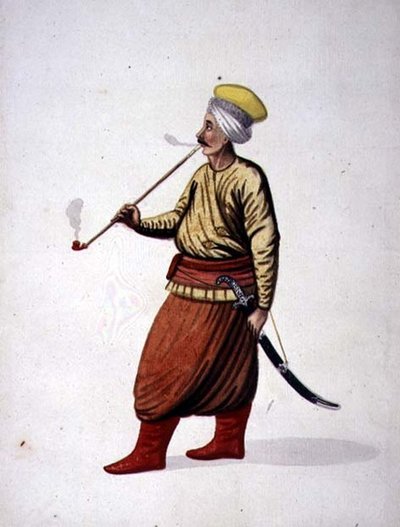 Man Smoking a Pipe, Ottoman period, third quarter of 18th century by French School