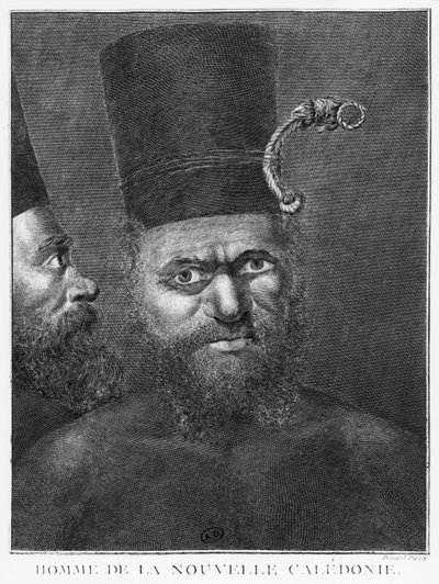 Man of New Caledonia, Illustration from Second Voyage of Captain James Cook, Engraved by Benard (18th Century) 1774 by French School