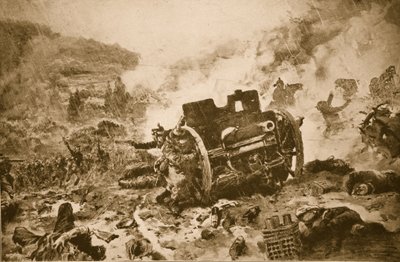 Man to Man at Last! French Infantry pursuing a flying German battery in a rain-swept valley of the Argonne by French School