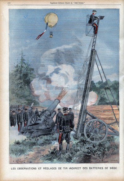 Maneuver and observation by the French Army in Langres with a Gugumus ladder to test the firing of the guns, in 