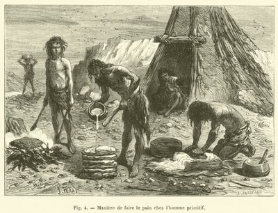 How to Make Bread in Primitive Times (engraving) by French School