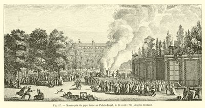 Mannequin of the Pope Burned at the Palais-Royal, April 16, 1791, After Bertault by French School