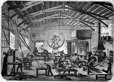 Manufacture of sheet blinds in the workshops of Hippolyte Chameroy by French School