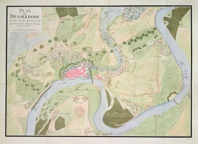 Map of Dusseldorf and fortified encampments by French School