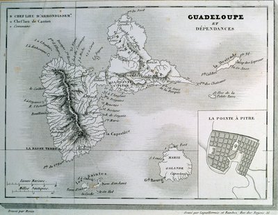 Map of Guadeloupe and its dependencies by French School