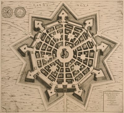 Map of Palmanova, from Les Villes de Venetie, 1704, published by Rutgert Alberts in the Hague by French School