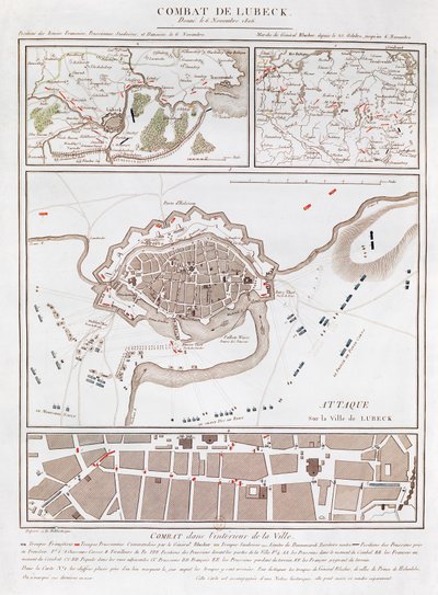 Map of combat at the Battle of Lubeck, showing positions of the French, Prussian, Swedish and Danish armies by French School