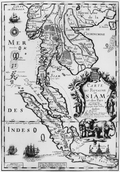 Map of the Kingdom of Siam, Paris, 1686 by French School