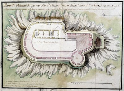 Map of the castle of Taurus located at the sea at the entrance of the river of Morlaix by French School