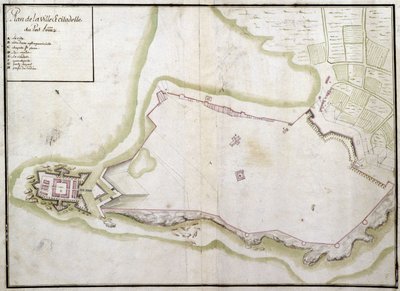 Map of the city and citadel of Port Louis by French School