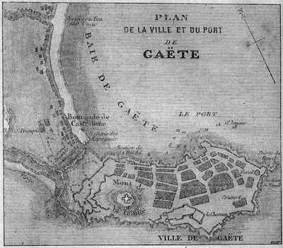 Map of the City and Port of Gaeta, Italy by French School