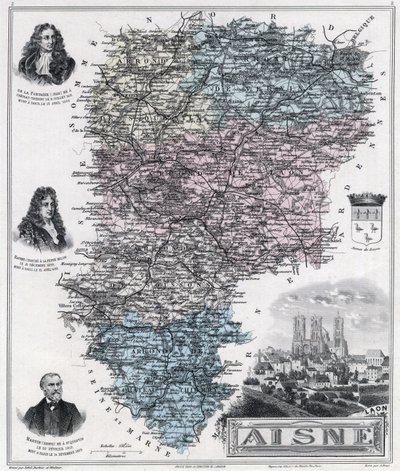 Map of the Department of Aisne by French School