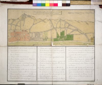Map showing the Chateau de Puteaux, 1722 by French School