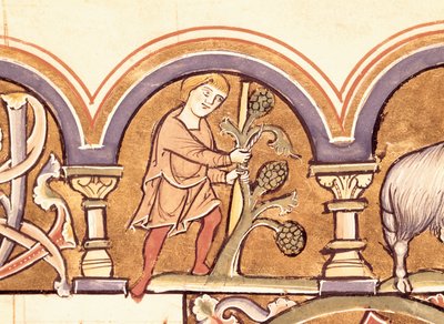 March: Grafting Trees, from the Psalter of St. Elizabeth by French School