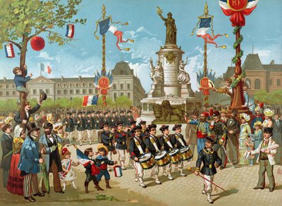 March of School Battalions on the 14th July 1883 at the Place de la Republique by French School