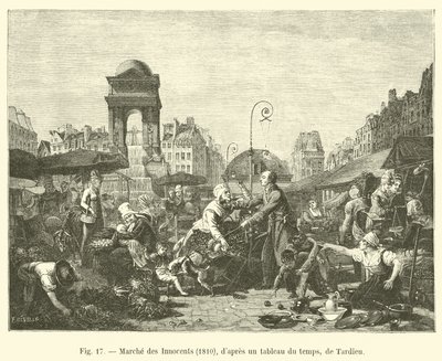 Innocents Market, 1810, after a painting of the time, by Tardieu by French School