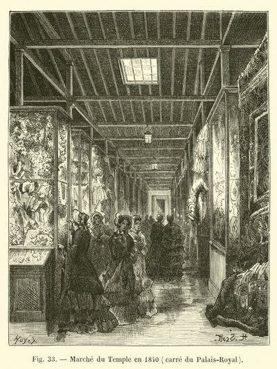 Temple Market in 1840, Palais-Royal Square by French School