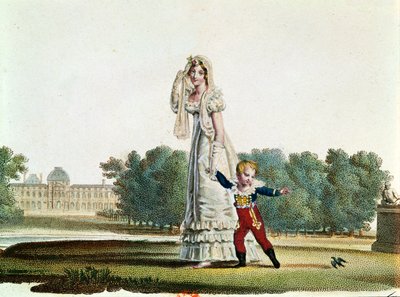 Marie Louise and the King of Rome in front of the Tuileries palace by French School