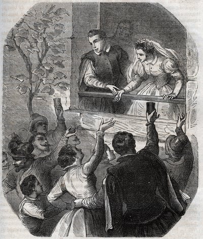 Marriage of Martin Guerre (circa 1524) and Bertrande de Rols in Artigat (Ariege) on 15 May 1539. Engraving from 1871 in 