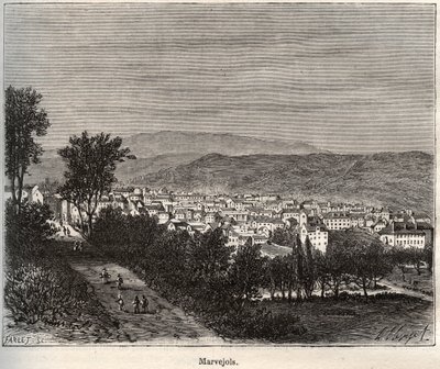Marvejols - Lozere - Languedoc-Roussillon - engraving in 