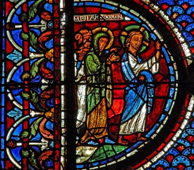 Mary Magdalene Window: Mary, Martha, and Jesus Go to Lazarus