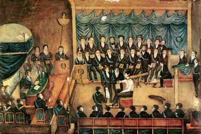 Masonic Initiation Ceremony of a Male Freemason, Early 19th Century by French School