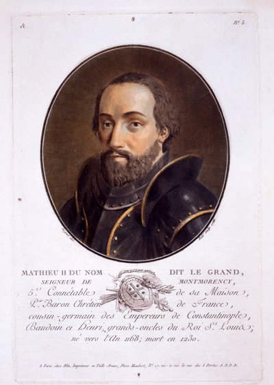 Mathieu II de Montmorency, from Portraits des grands hommes, femmes illustres, et sujets memorables de France by French School