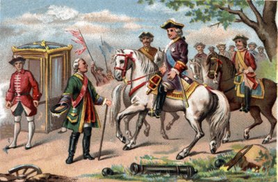 Maurice of Saxony, Marshal of Saxony (1696-1750), victorious in the battle of Fontenoy, met Louis XV of France (1710-1774) by French School