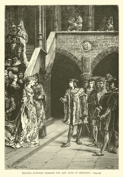 Meeting Between Charles VIII and Anne of Brittany by French School