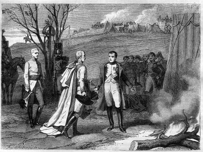 Meeting of two emperors after Battle of Austerlitz, 4 December 1805 (Napoleon Bonaparte) by French School