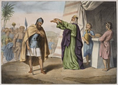 Melchizedek blessing Abraham, illustration from a catechism L