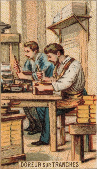 Men Gilding Books with Gold by French School