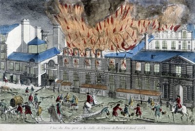 Men trying to quench the fire of the Paris opera in 1763 by French School