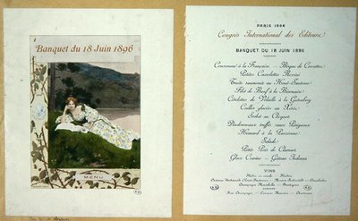 Menu for a banquet of the 