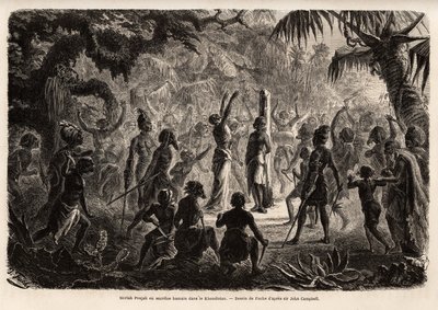 Meriah Pujah or human sacrifice, Khondistan by French School