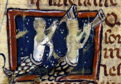 Mermaids Represented in a 14th Century French Bestiary. Milan, Biblioteca Trivulziana by French School