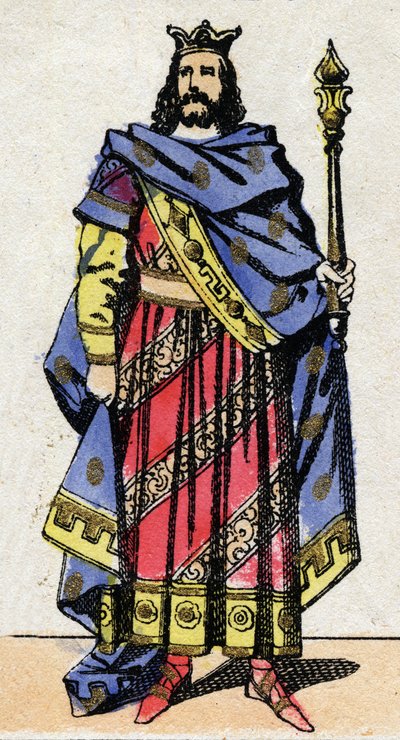 Merovingian Dynasty: Portrait of Clotaire IV (685-719) King of the Franks of Austrasia from 717 to 719. Epinal imaging from the end of the 19th century. Private collection. by French School